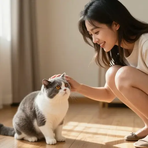 她养了一只特别可爱的猫。