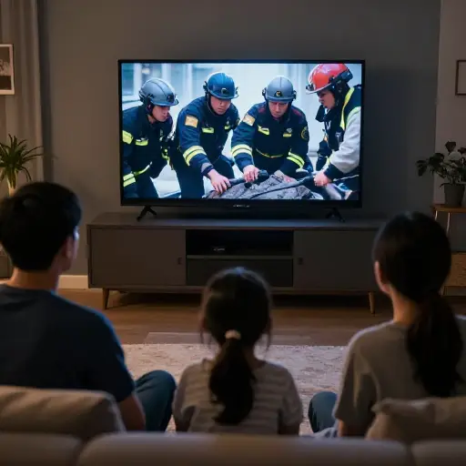 昨晚我们在新闻上观看了激动人心的救援场景。