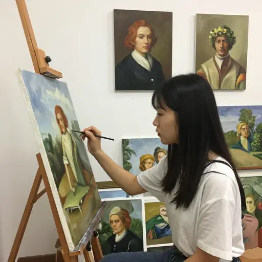 她的绘画天赋可与知名艺术家相媲美。