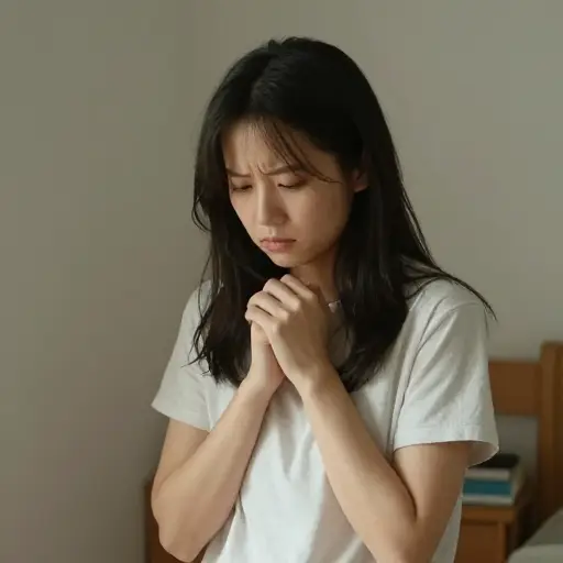 她感到一种内心的需求去道歉，尽管她并没有做错什么。