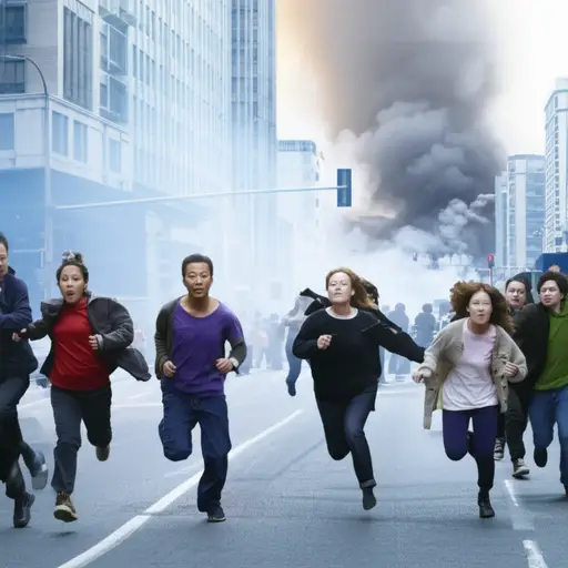 突然的爆炸声在街上引起了一阵骚动。