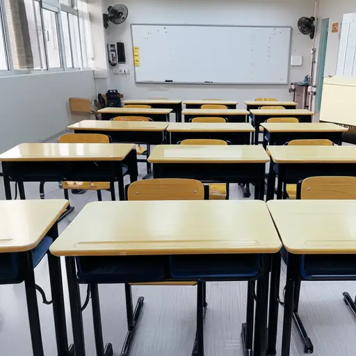 桌子被排成十人一列。