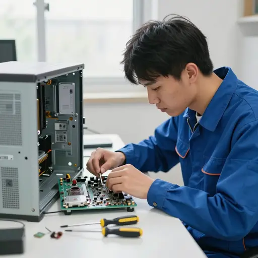他接受了去西班牙修理电脑的工作。