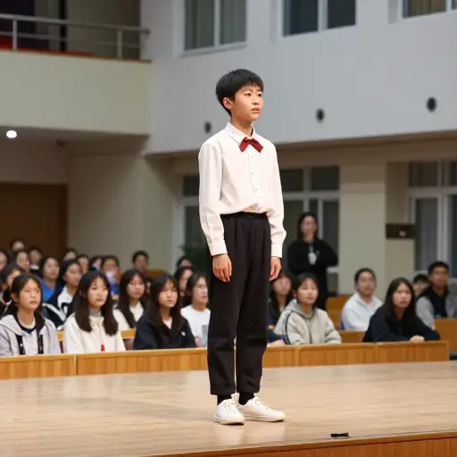 他在学校戏剧中扮演主角。