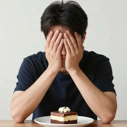 他努力压抑自己对甜食的渴望。