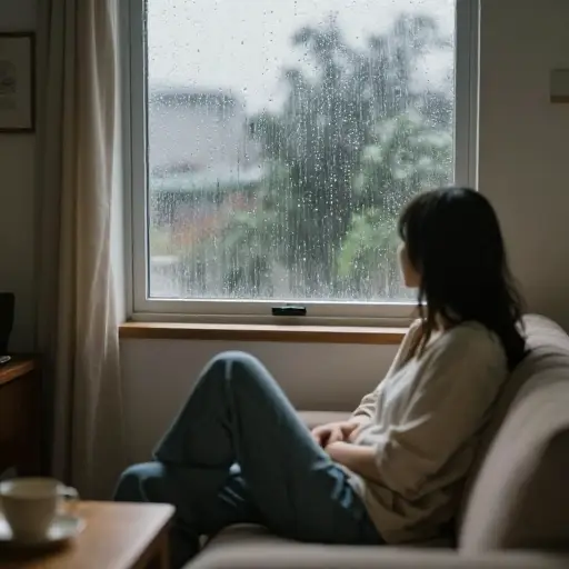 因为天气寒冷且风雨交加，我们决定待在室内。