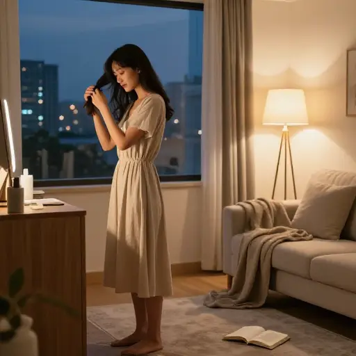 她本来可以去参加聚会的，但她决定待在家里。