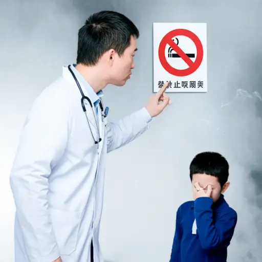 医生警告不要让孩子接触二手烟。