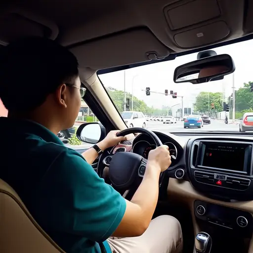 他在十字路口做了一个左转。