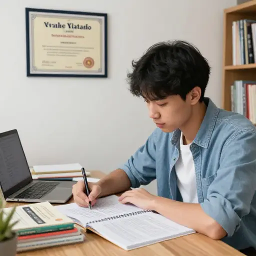 我去年从大学毕业，现在正在学习英语。