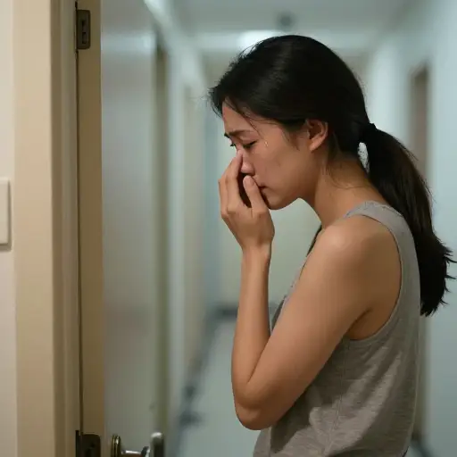 门在她身后砰地关上后，眼泪就流了下来。