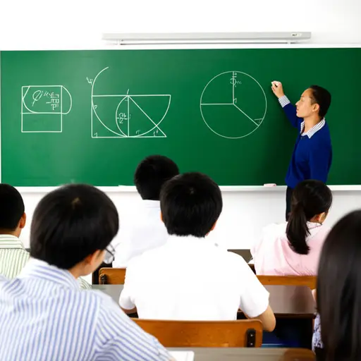 老师在黑板上画图来讲解这个数学概念。