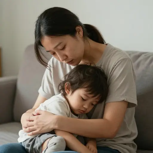 她独自一人抚养这个家庭。