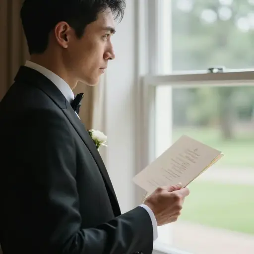 我对是否邀请他参加婚礼犹豫不决。