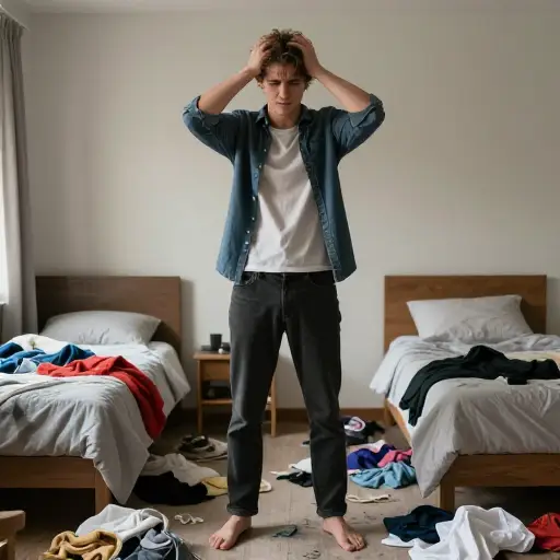 他把脏衣服扔得满地都是，快把我逼疯了。