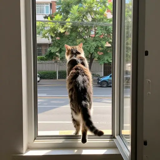 猫设法从敞开的窗户逃了出去。