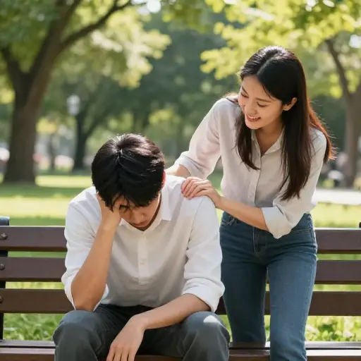 当我不开心时，她鼓励了我。