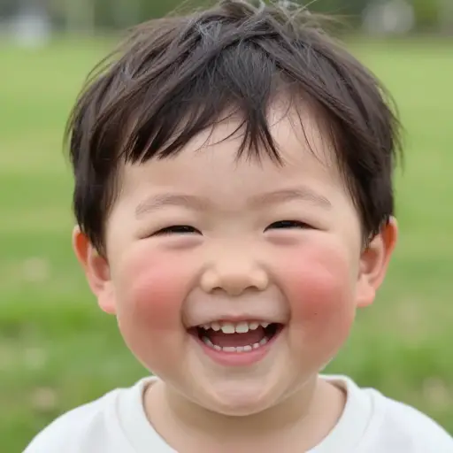 孩子的脸上洋溢着纯粹的喜悦。
