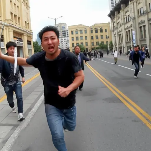 那个疯子挥舞着刀在街上横冲直撞。