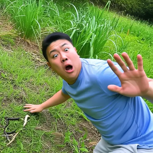 他看到蛇时完全失控了。