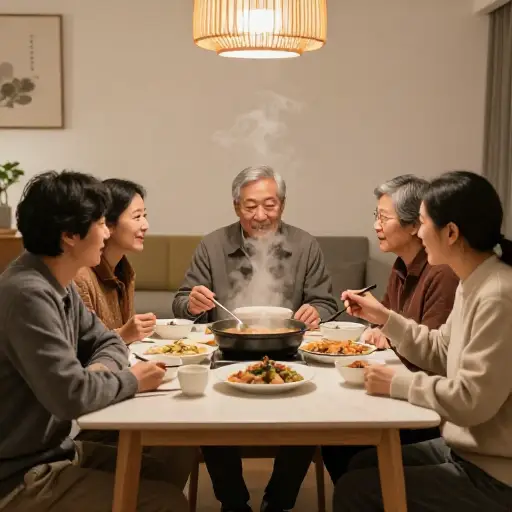 除夕夜我们全家会团聚。