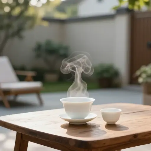 早上，我喜欢在院子里喝杯热茶。
