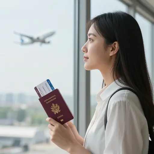 她渴望出国旅行。