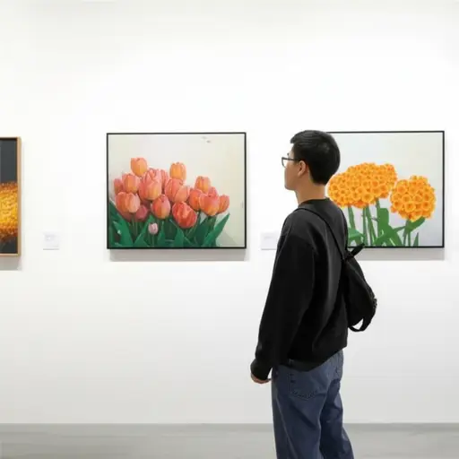 我喜欢看她的画。