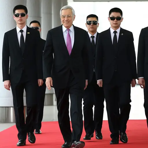 总统出行时总有一群保镖保护他的安全。