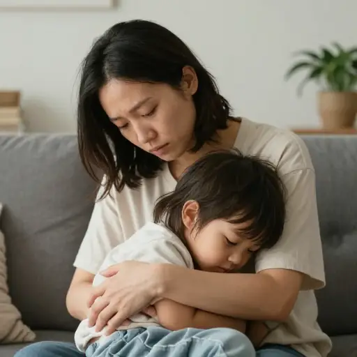 她独自抚养家庭。