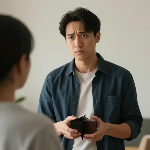 我告诉他我不会再给他钱了，但后来我动摇了。