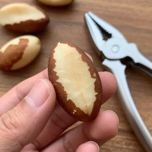 没有坚果钳，很难敲开巴西坚果的壳。