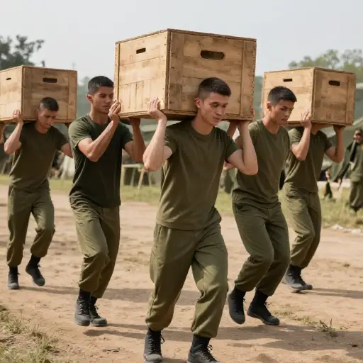 这些强壮的士兵能够轻松搬运重物。