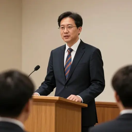 他戴了一条鲜艳的领带，以便在演讲时吸引人们的注意。
