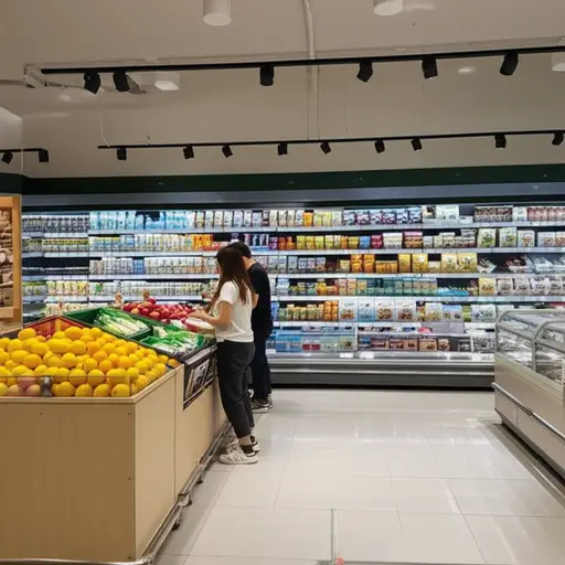 超市的不同区域出售不同类型的商品。