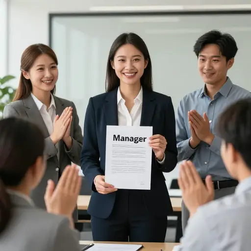 她晋升为经理现在几乎是确定的事了。