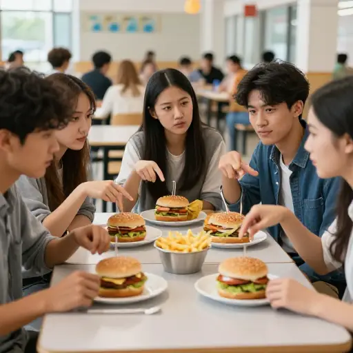 从学生的调查中得知，不健康的食物是抱怨的主要原因。