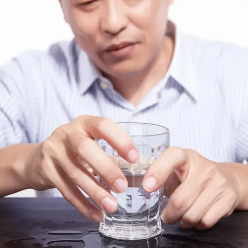 病后他的手臂变得非常虚弱，连杯子都拿不稳。