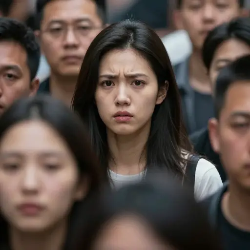 她为这么多人的在场感到焦虑。