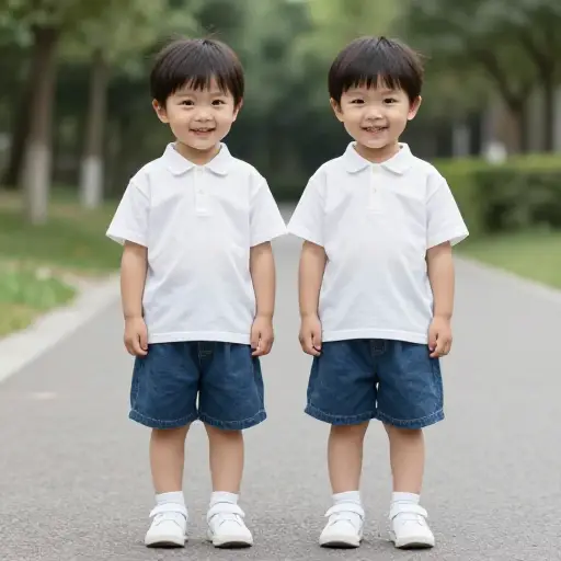 这对双胞胎穿得很像。