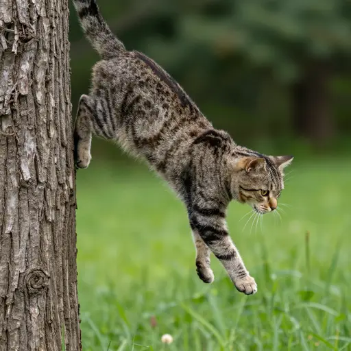 猫从树上下来了。