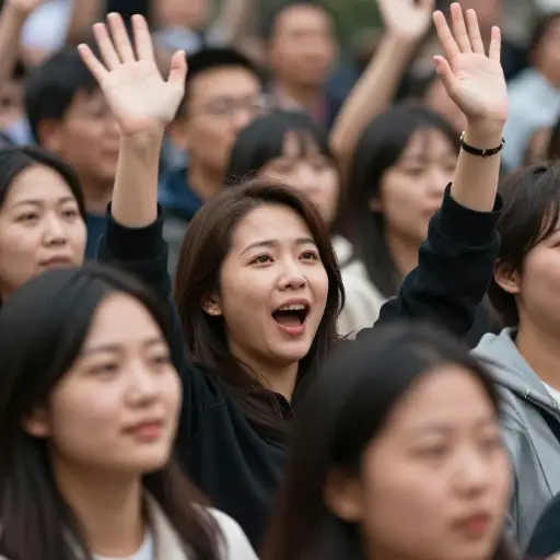 她疯狂地挥手以引起我们的注意。