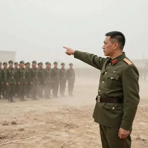 指挥官在集结的部队面前将这名逃兵斥为懦夫。