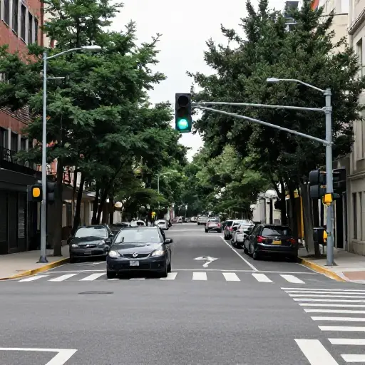 在十字路口左转。