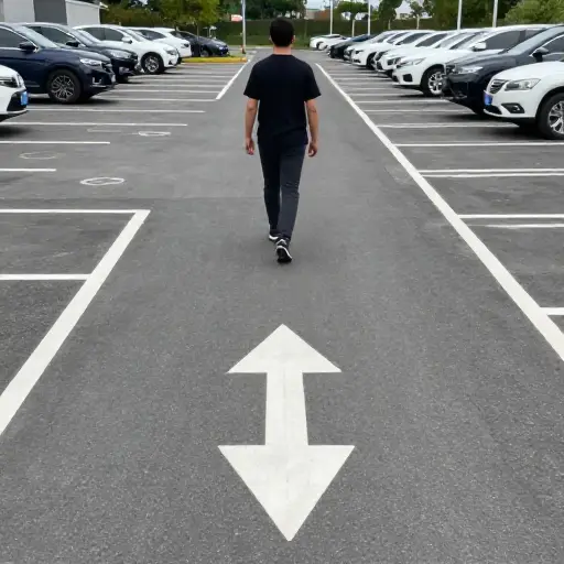 我跟着箭头去了停车场。