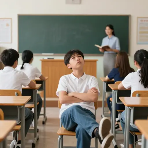 这个叛逆的学生拒绝遵守任何课堂纪律。