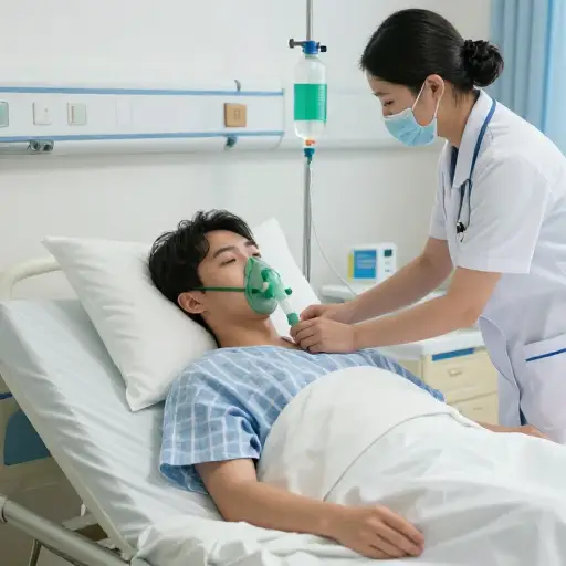 病人在医院被给予了额外的氧气。