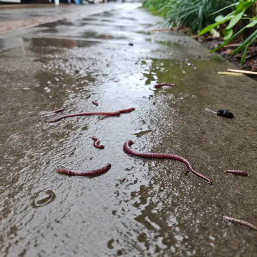 雨后，你可以在人行道上看到许多蠕虫。