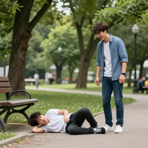 我认为看到人们出丑会逗乐他。