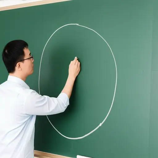 老师用粉笔在黑板上画了一个圆圈。